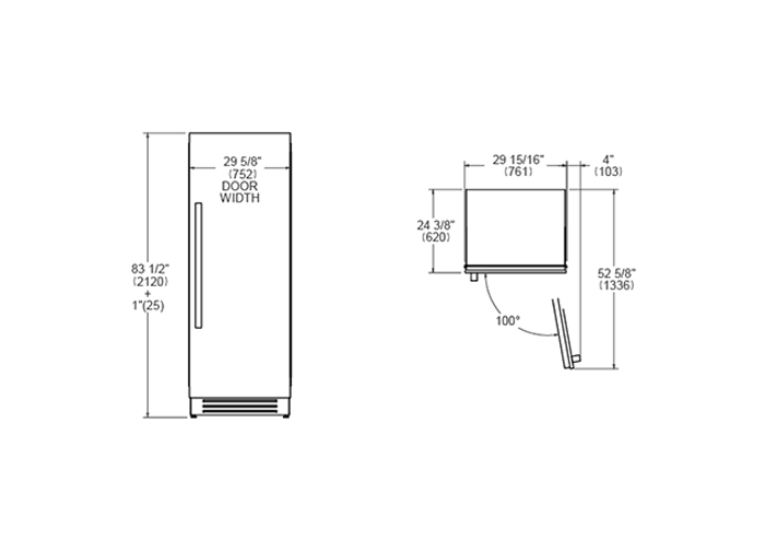 75 cm Colonna Frigorifero da incasso con porta in acciaio inossidabile | Bertazzoni